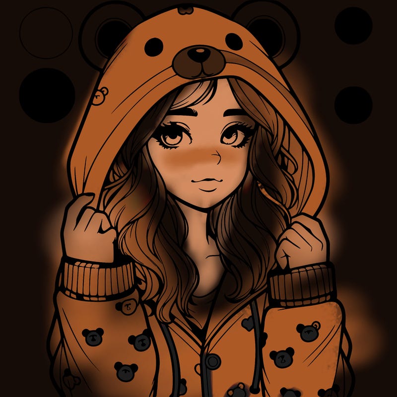 realistic girl in a animal pjs hoodie