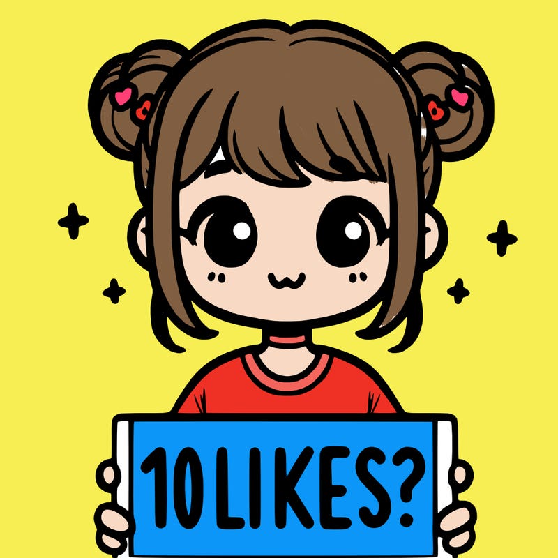 cute girl that is holding a sign that says 10 likes?