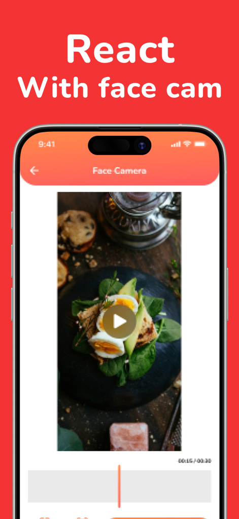 Screen Recorder Video Record - Pantalla de iPhone mostrando la función de reacción con cámara frontal en la aplicación de grabación de pantalla