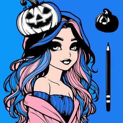 realistic  girl with  a halloween themed look