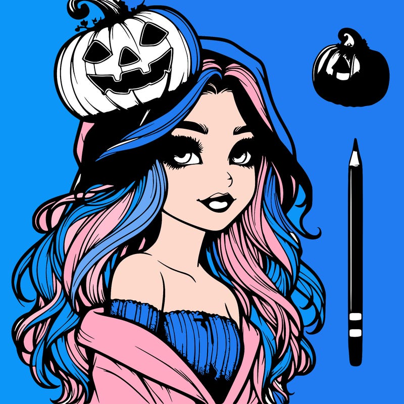 realistic  girl with  a halloween themed look