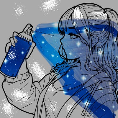 a realistic girl spray, painting