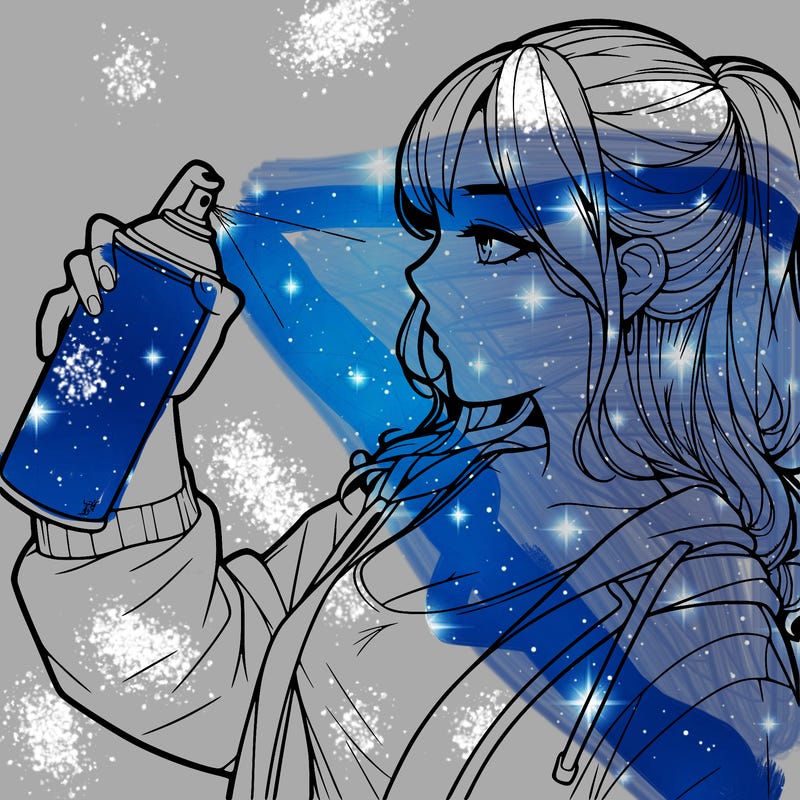 a realistic girl spray, painting