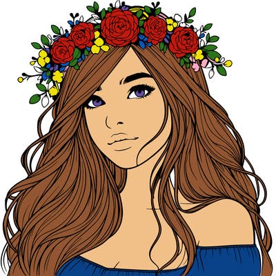 realistic girl with flower crown