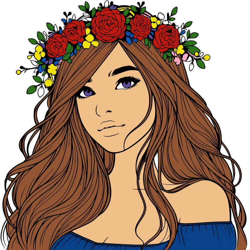 realistic girl with flower crown