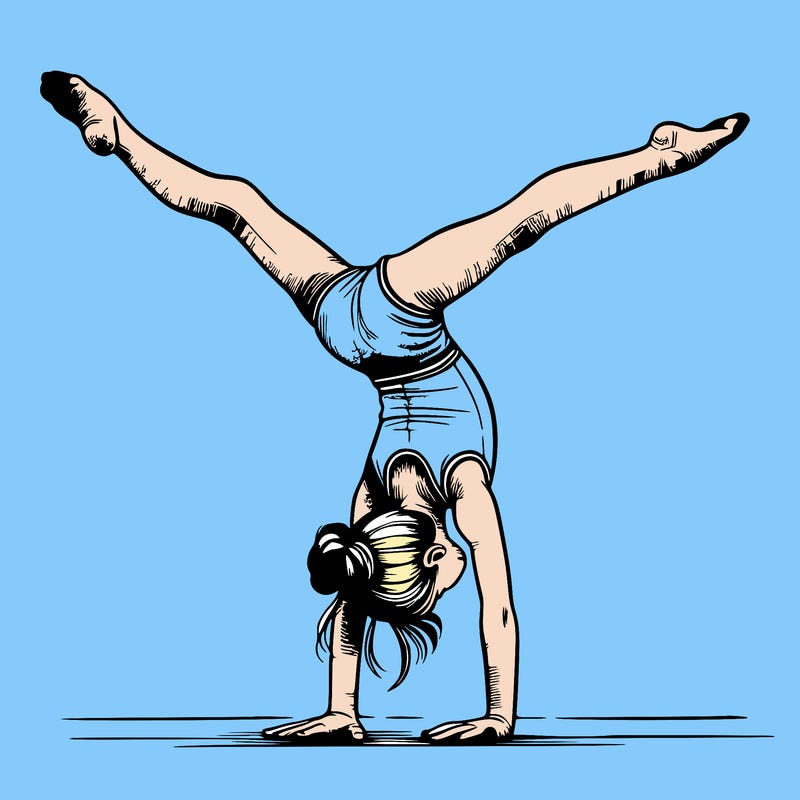 realistic gymnastic hand stand girl in four splits