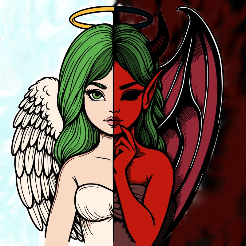 realistic angel half demon