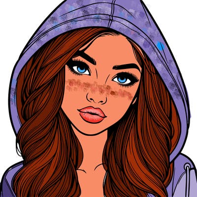 realistic beautiful girl with a hood on