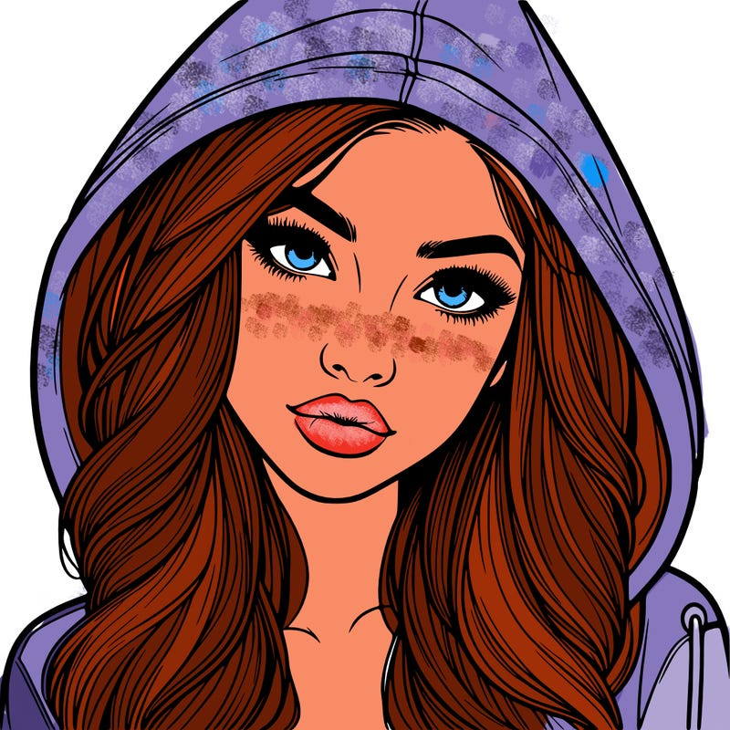 realistic beautiful girl with a hood on
