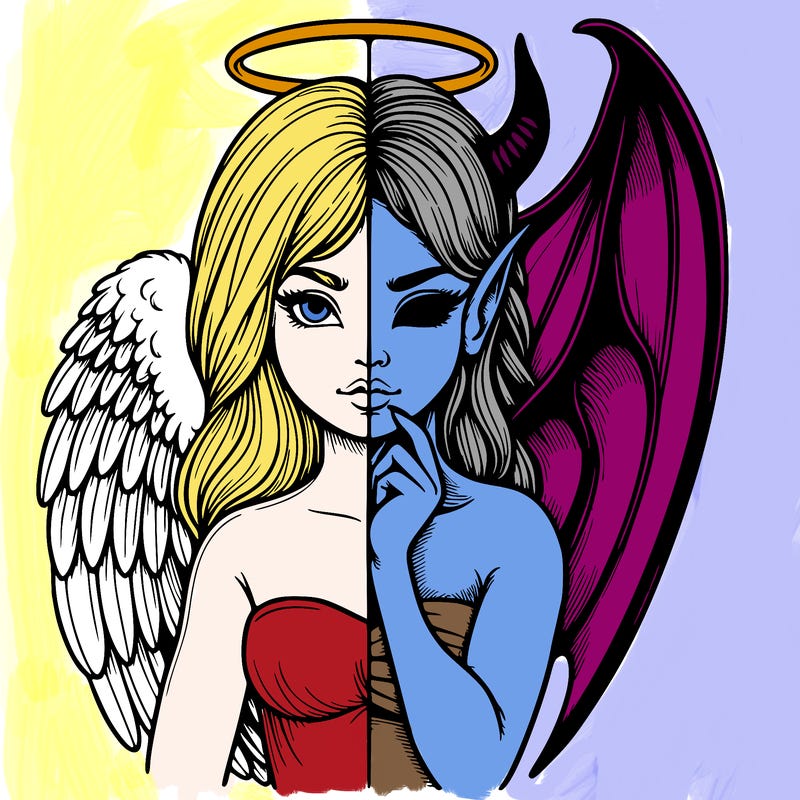 realistic angel half demon