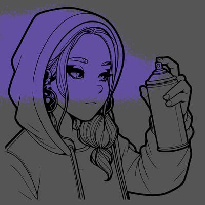 a realistic girl, spray painting