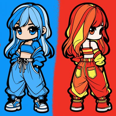 girl in crop top and baggy pants