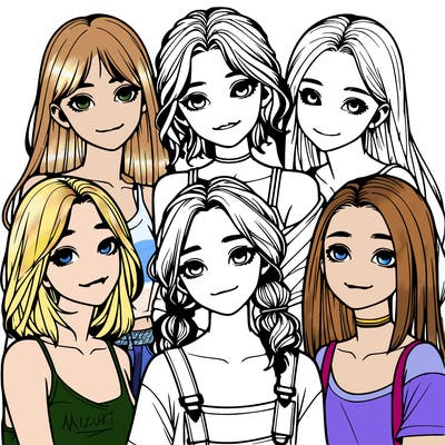 a group of girls realistic