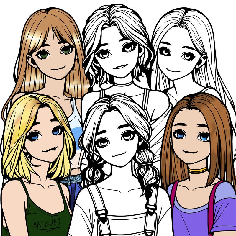 a group of girls realistic
