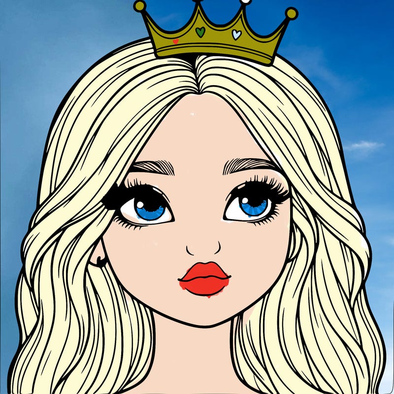 a realistic girl with a crown on