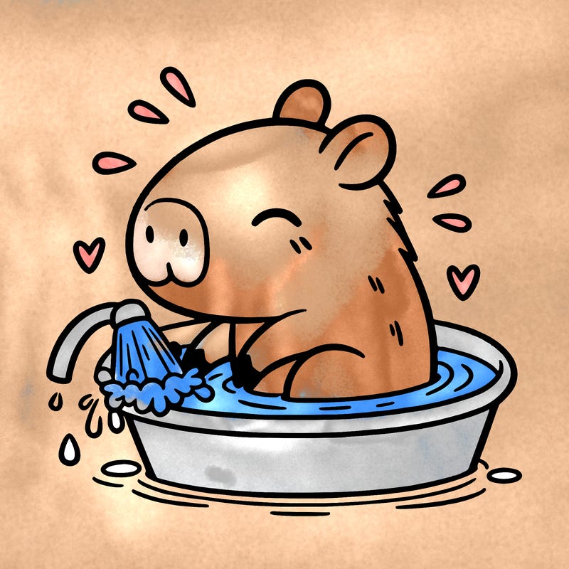 capybara taking a bath