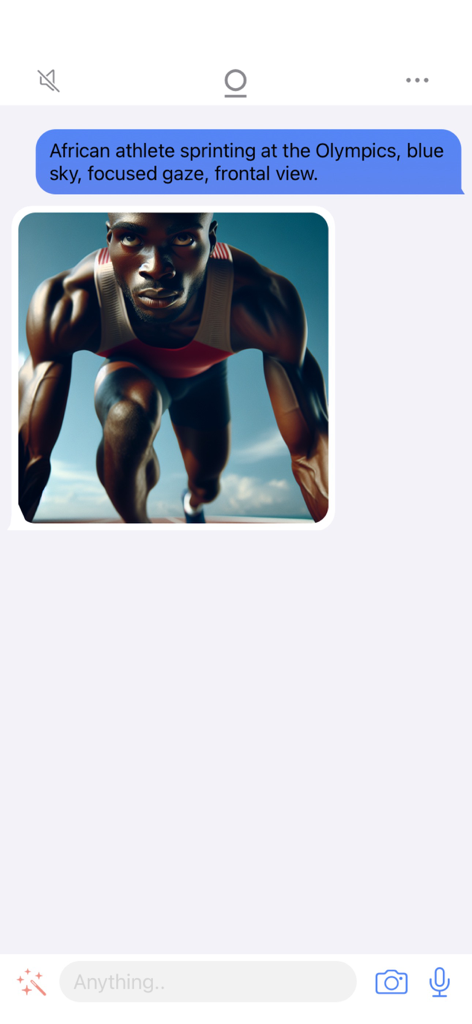 Delphi Pro - KI-generiertes Bild eines sprintenden Athleten in der Delphi Pro App-Oberfläche