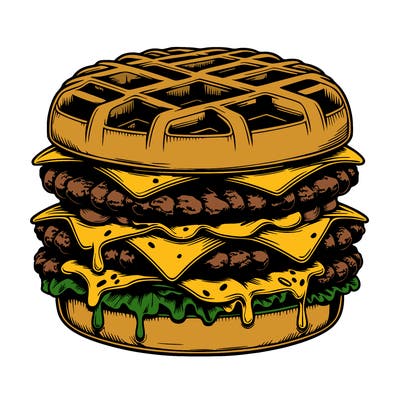 realistic waffle burger