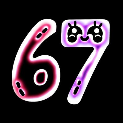 the numbers 67
