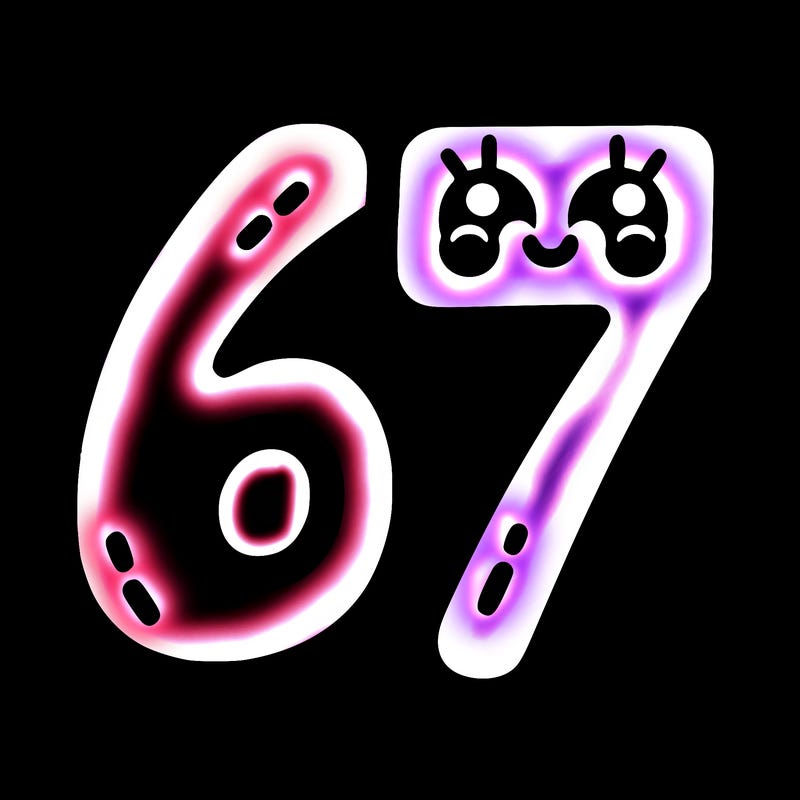 the numbers 67