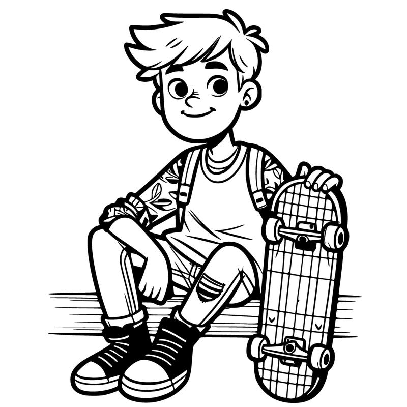 teen guy with skateboard