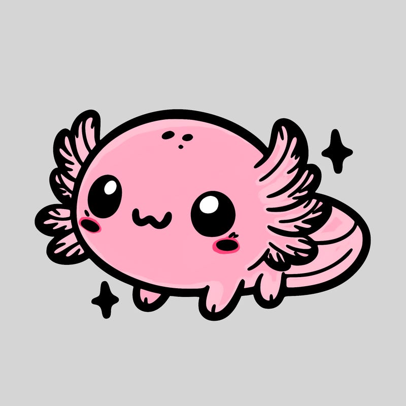 cute easy baby axolotl