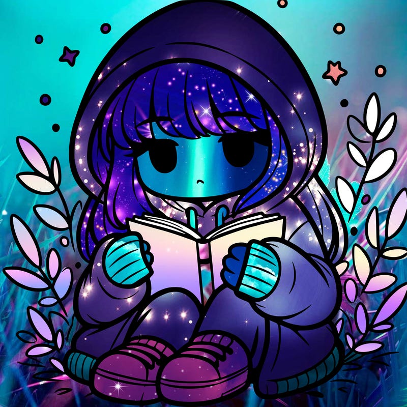 girl in oversized hoodie reading a book