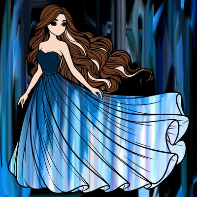 realistic woman with long flowing dress