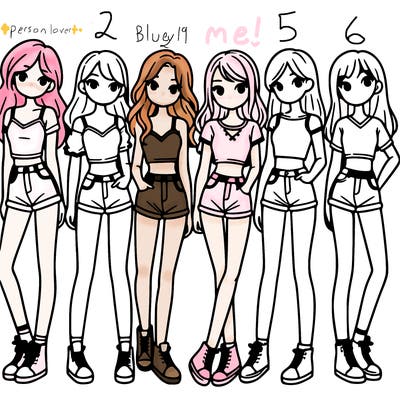 a group of girls wearing crop tops and shorts