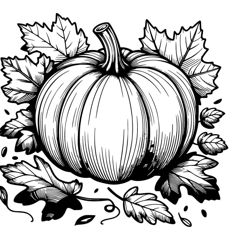 pumpkin with fallen leafs around it realistic