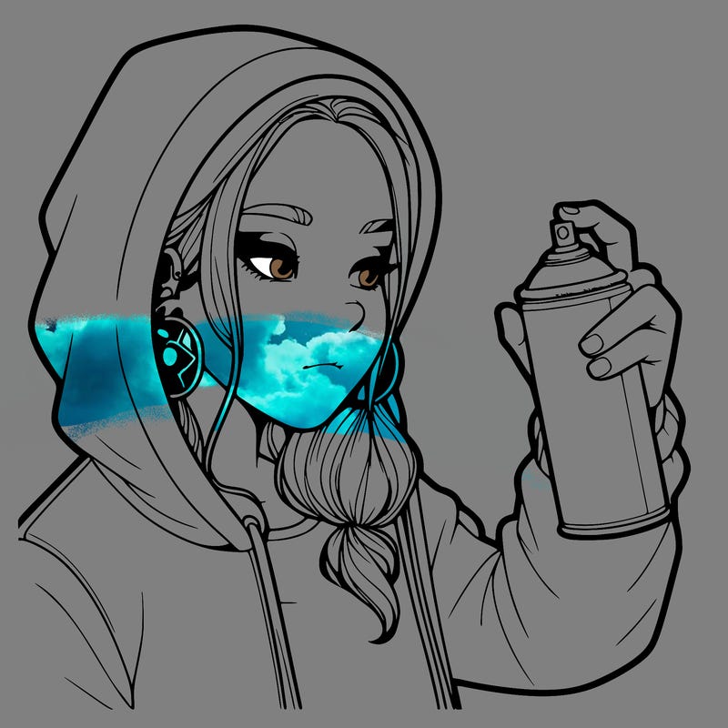 a realistic girl, spray painting