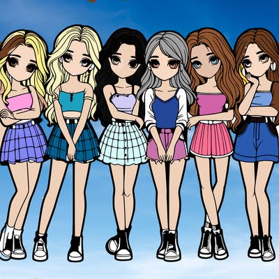 a group of girls realistic