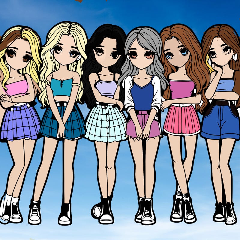 a group of girls realistic