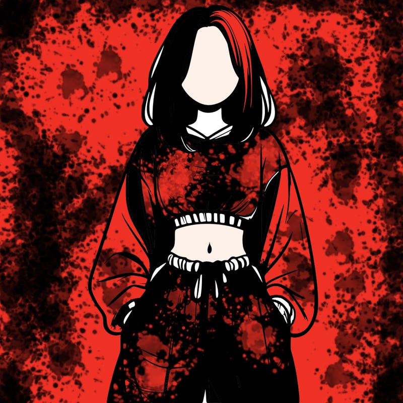 realistic girl faceless with baggy pants and a crop top