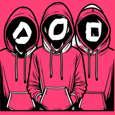 3 faceless people in  hoodies