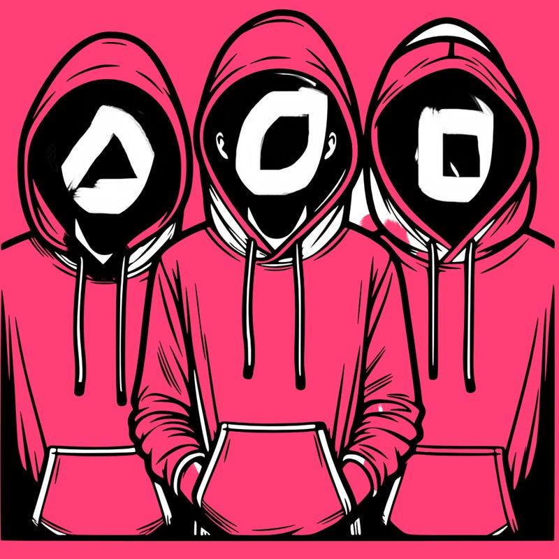 3 faceless people in  hoodies