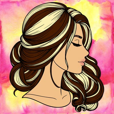 realistic woman's head & hair