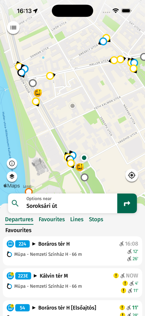 utas.hu - A smartphone screen displaying the utas.hu app with a live transit map and bus departure schedules.