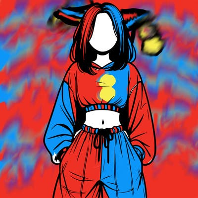 realistic girl faceless with baggy pants and a crop top