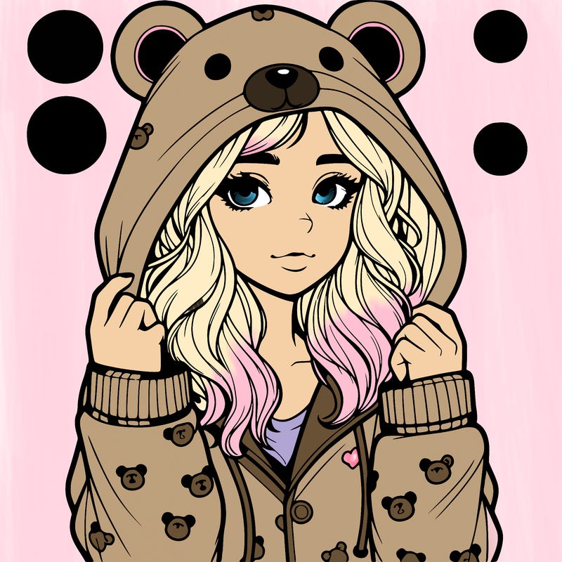 realistic girl in a animal pjs hoodie