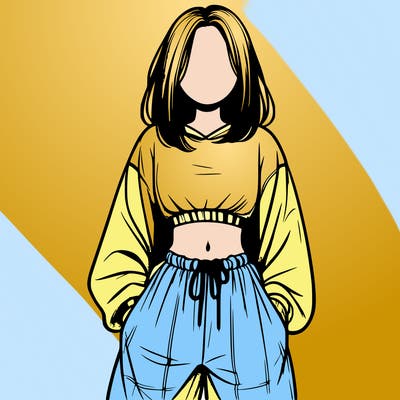 realistic girl faceless with baggy pants and a crop top