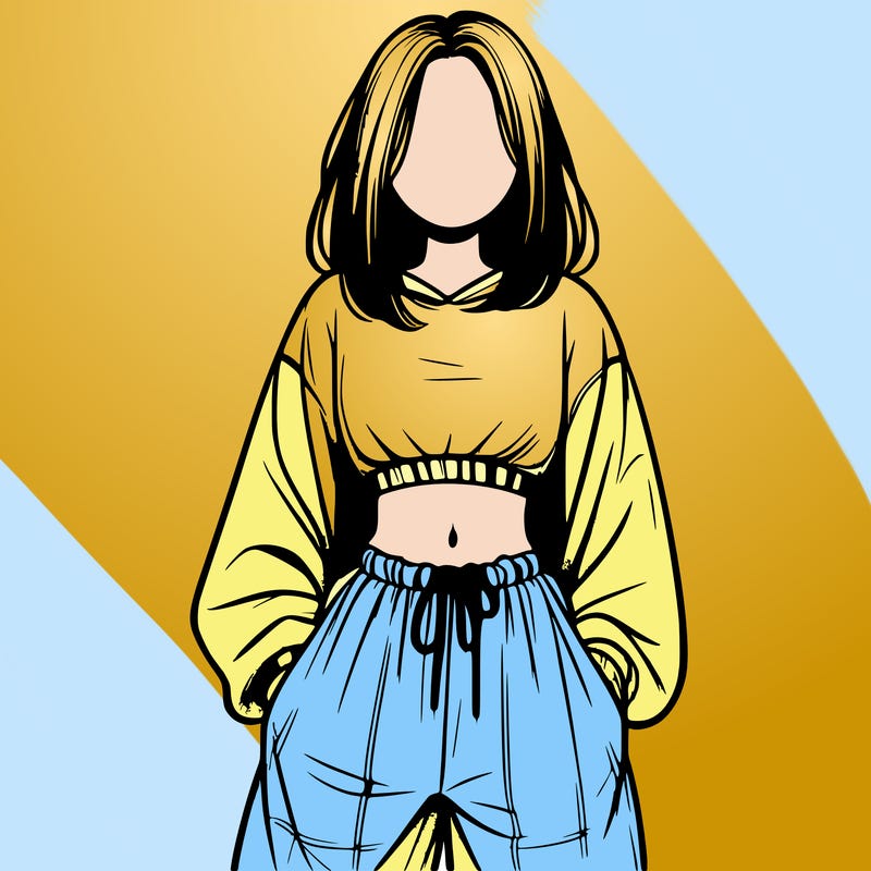 realistic girl faceless with baggy pants and a crop top