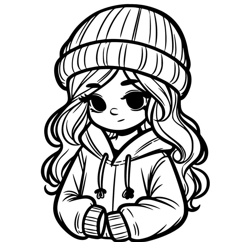 girl in a hat and hoodie