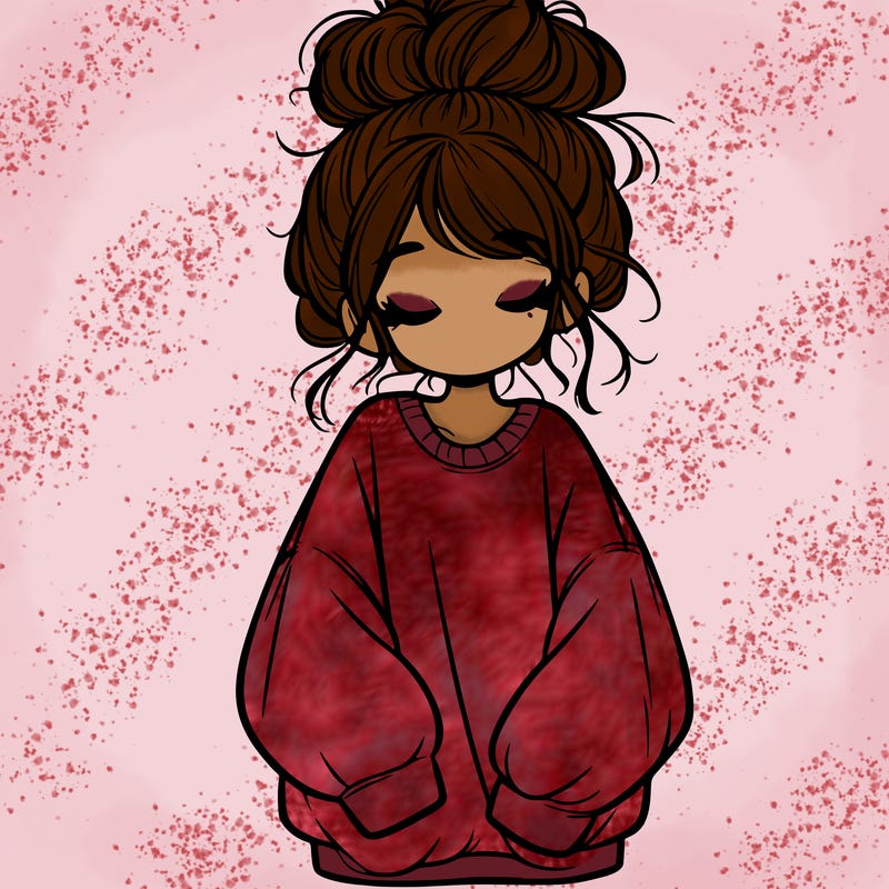 girl with baggy sweatshirt and messy bun