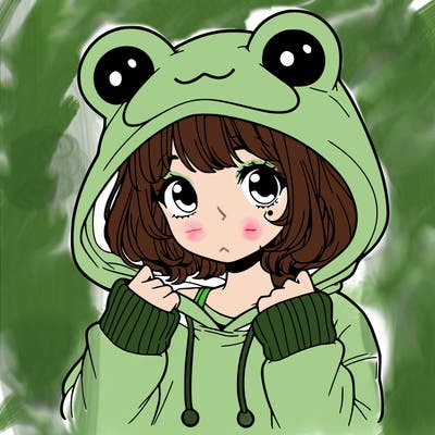 a cute teenage girl wearing a frog hoodie