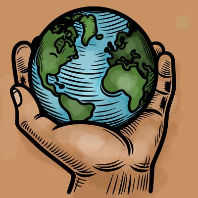 hand holding earth