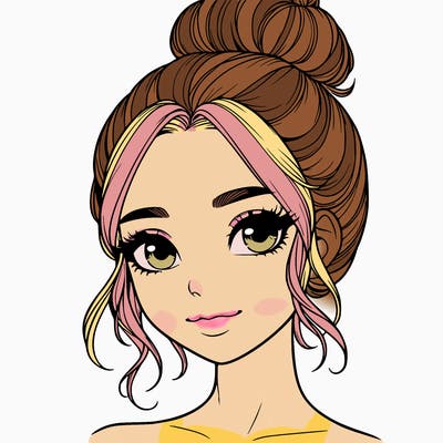 realistic pretty girl with hair in bun
