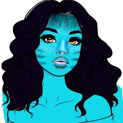 realistic girl with wavy hair and lips