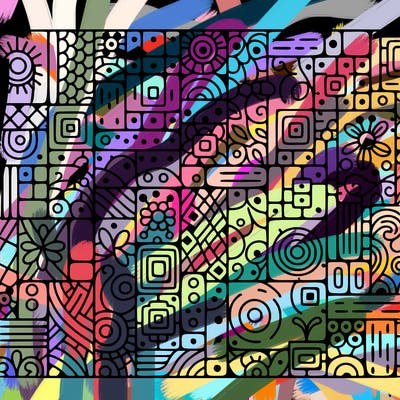 a pattern with made of small lines and squares