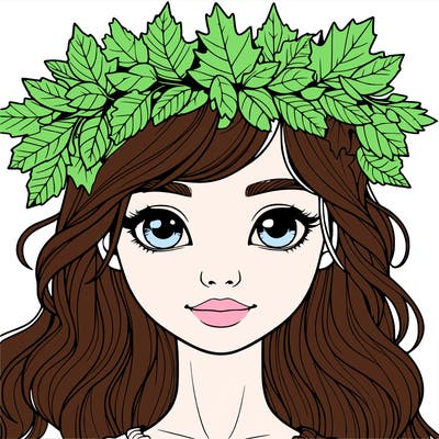 realistic girl with fall leaf crown